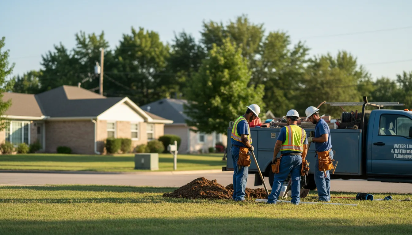 Residential water line and bathroom plumbing service in Amorita, OK
